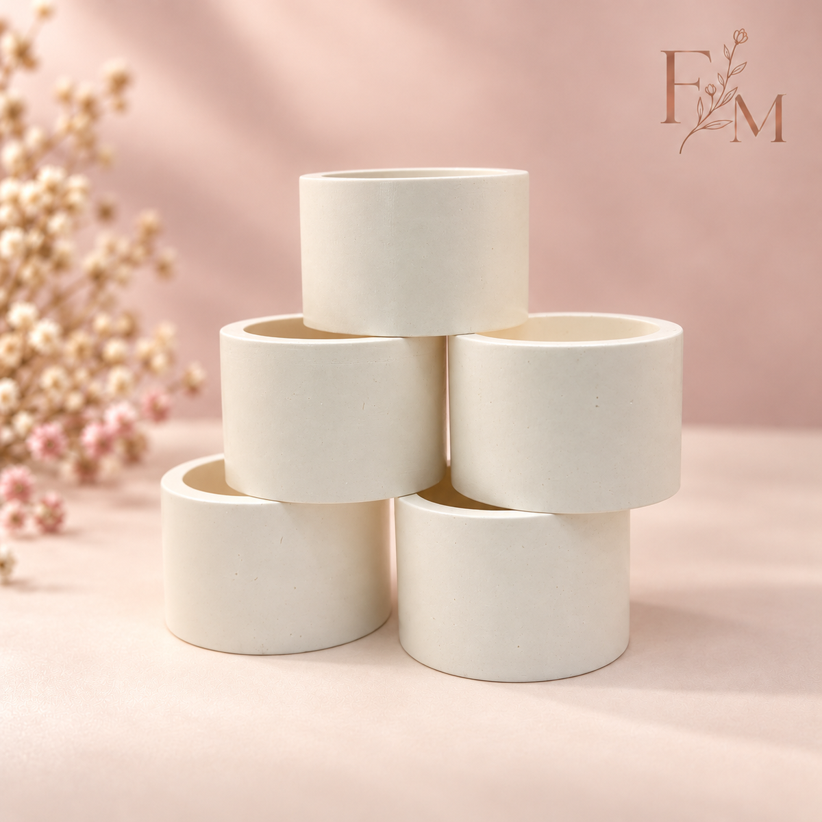 Bol decorativ rotund – Alb-crem, handmade
