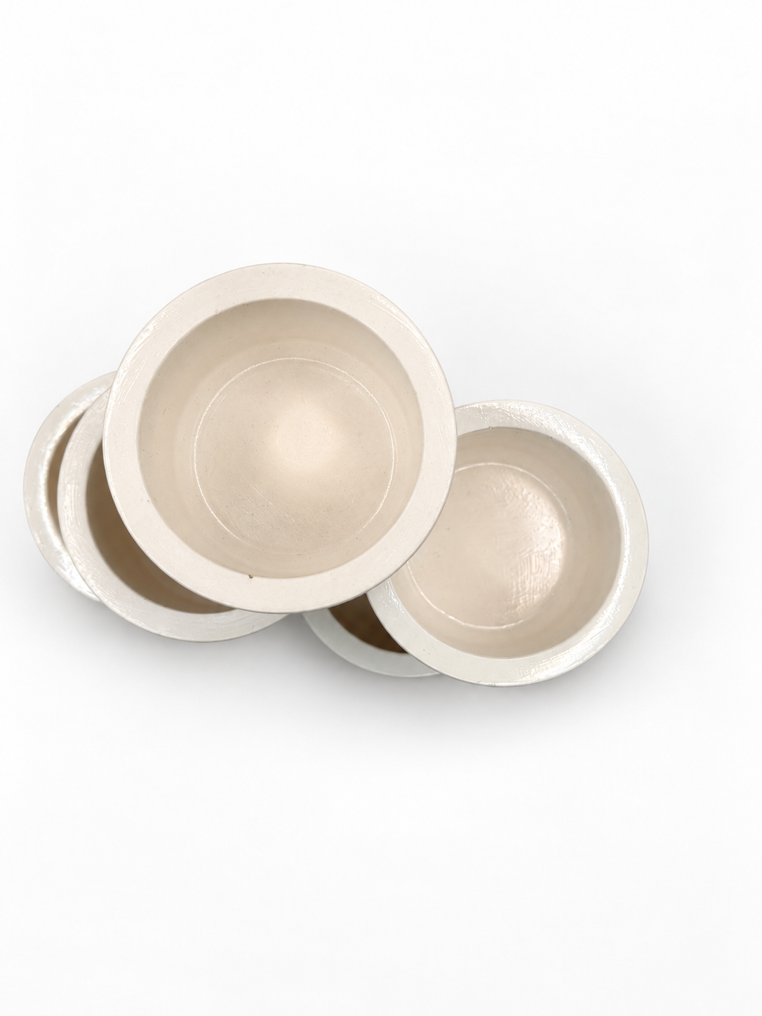 Bol decorativ rotund – Alb-crem, handmade