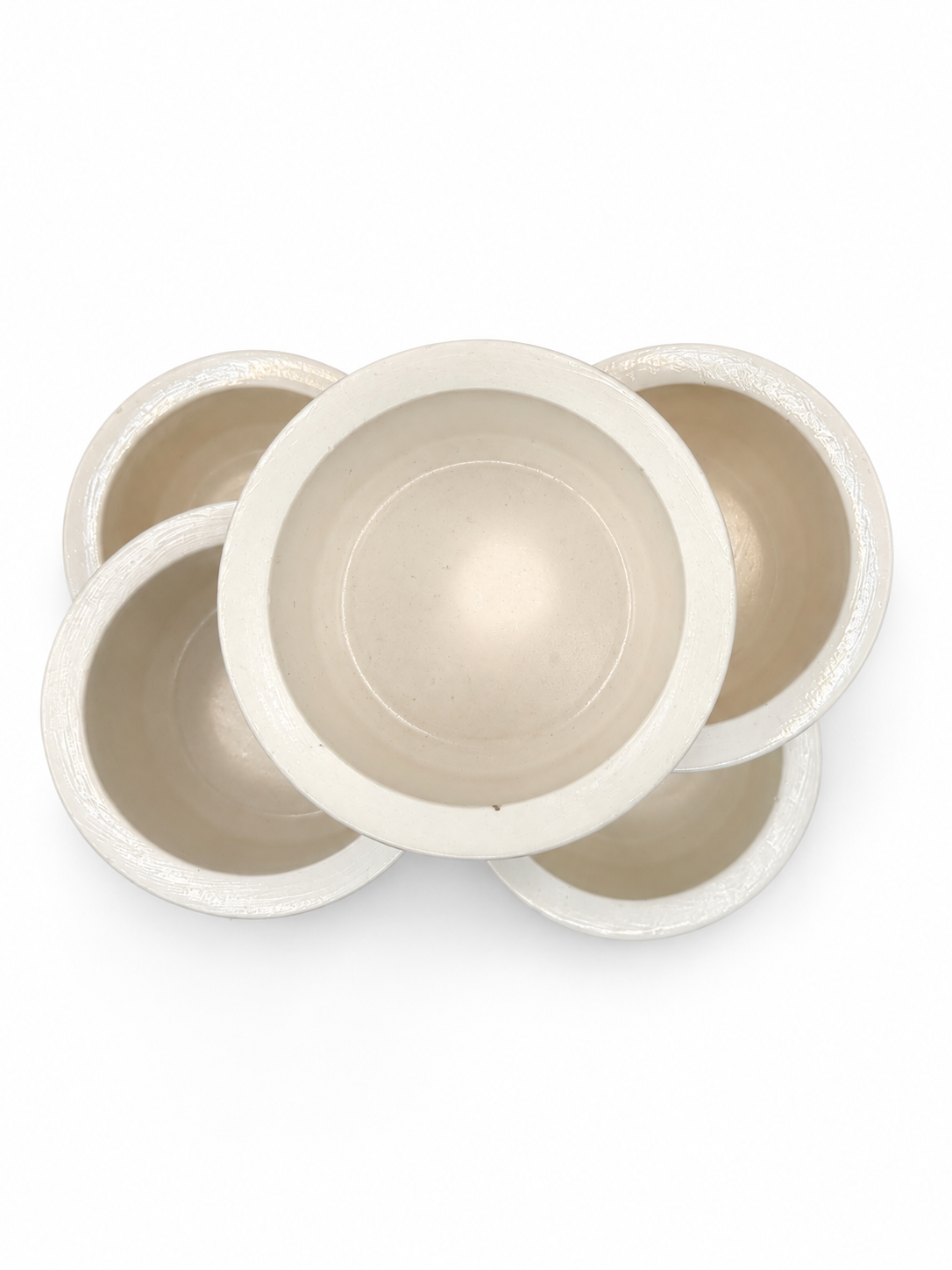 Bol decorativ rotund – Alb-crem, handmade